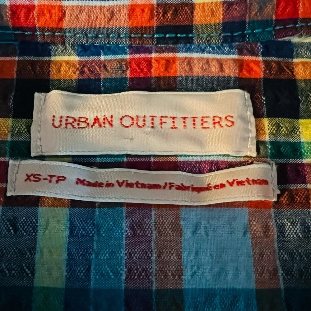 Urban Outfitters Multicolor Plaid Button Down Oversized Shirt Women’s Size XS